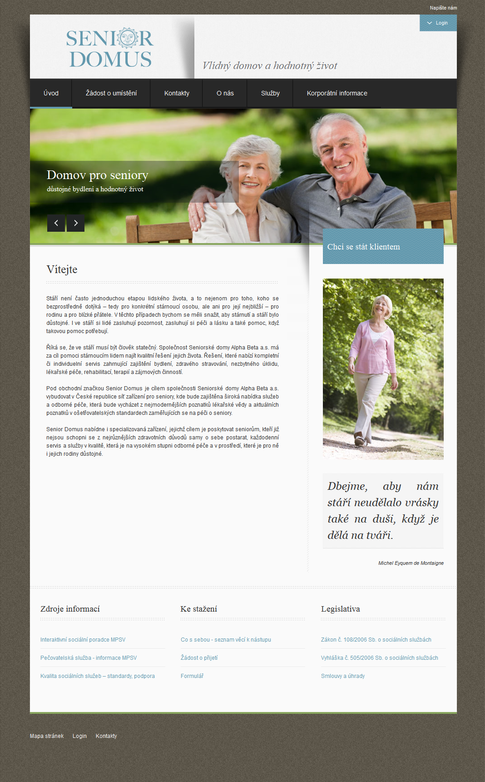 webové stránky Senior Domus
